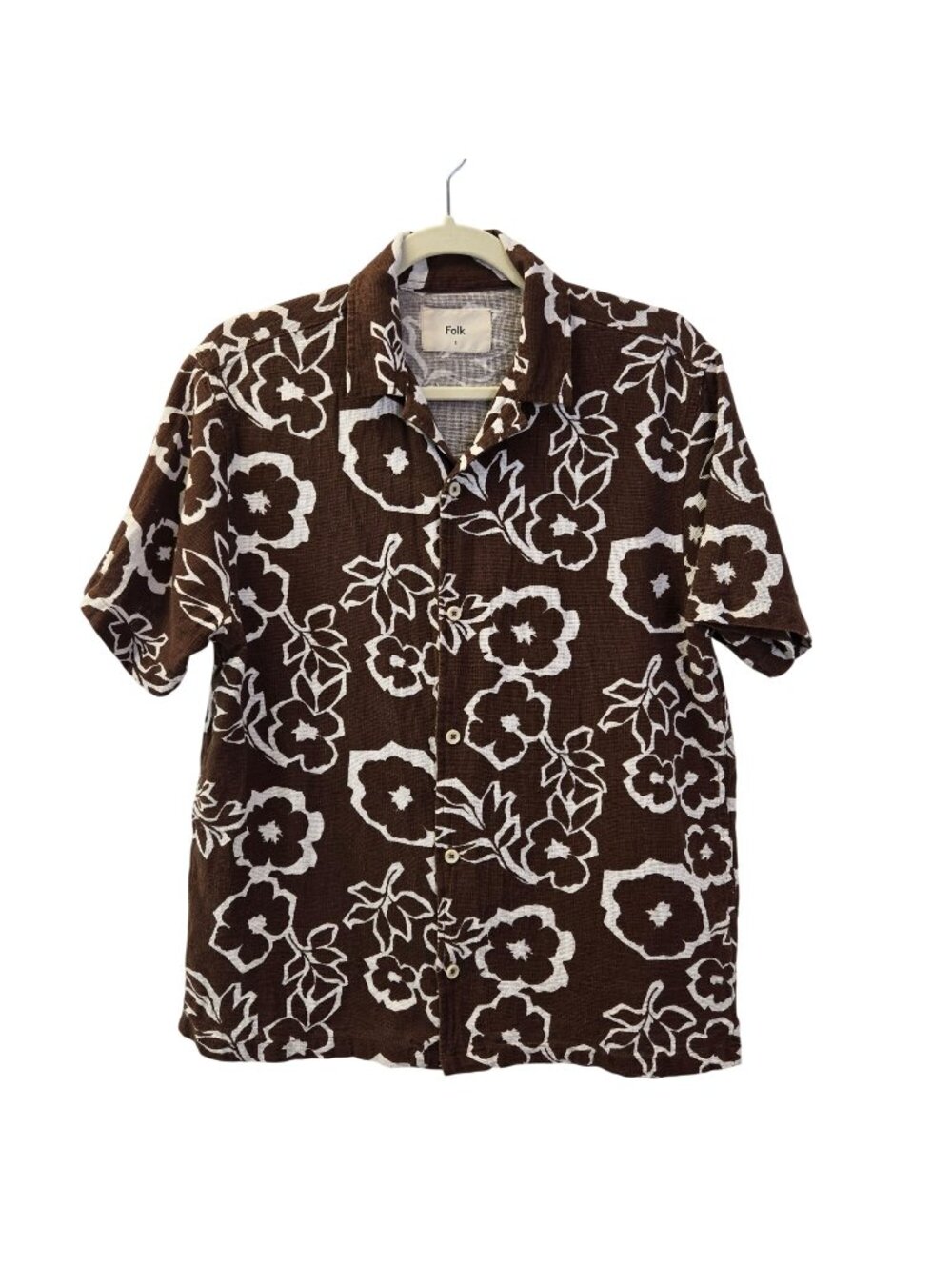 Folk Hugo Gauzy 100% Cotton Floral Hawaiian Print Button Down Shirt Size Small